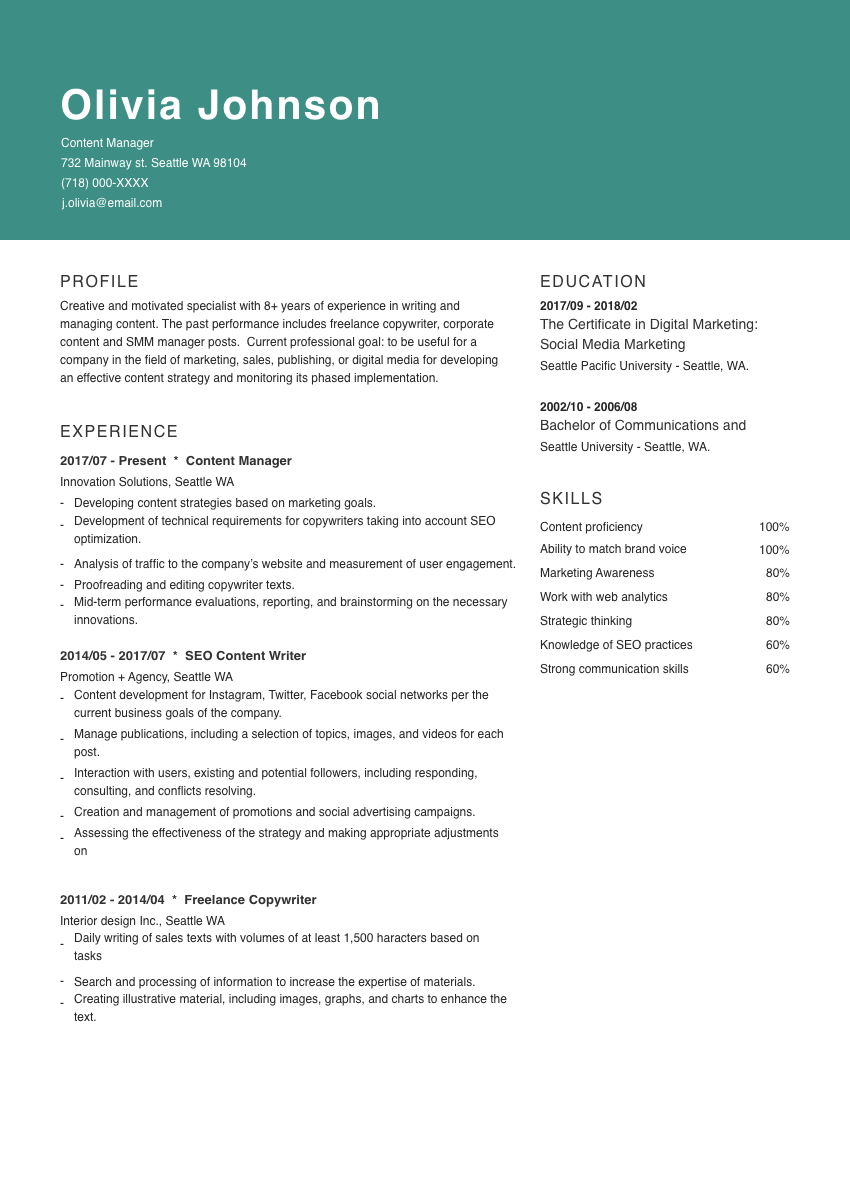 
                                                             image of a resume example for a credit manager